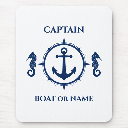 Seepferd Nautical Anchor Captain Boat oder Name Na Mousepad (Vorne)