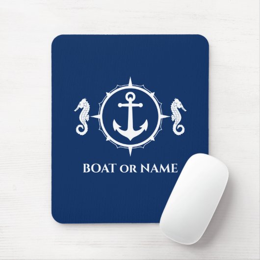Seepferd Nautical Anchor Ihr Boot oder Name Marine Mousepad (Mit Mouse)