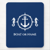 Seepferd Nautical Anchor Ihr Boot oder Name Marine Mousepad (Vorne)