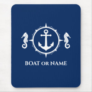Seepferd Nautical Anchor Ihr Boot oder Name Marine Mousepad