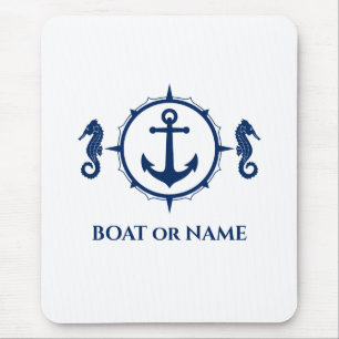 Seepferd Nautical Ankerplatz Ihr Boot oder Name Bl Mousepad