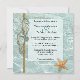 Seepferd Nautical Aqua Wedding Einladung