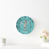 Seepferd Nautical Coastal Beach House Individuelle Runde Wanduhr (Zuhause)