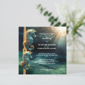 Seepferd Nautical Ocean Foto Hochzeit Einladung (Stehend Vorderseite)