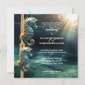 Seepferd Nautical Ocean Foto Hochzeit Einladung (Vorderseite)