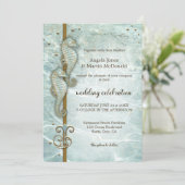Seepferd Nautical Ocean Wedding Einladung (Stehend Vorderseite)