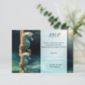 Seepferd Nautical Wedding RSVP Karte (Stehend Vorderseite)