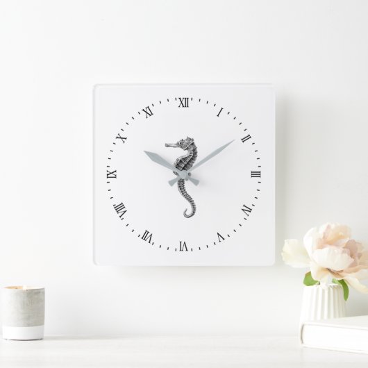 "SEEPFERD" NAUTISCHE ACRYLIC WALLCLOCK QUADRATISCHE WANDUHR (Zuhause)