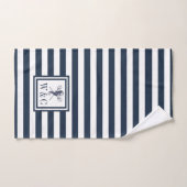Seepferd Navy Blue Stripe Nautic Monogram Badhandtuch Set (Handtuch)