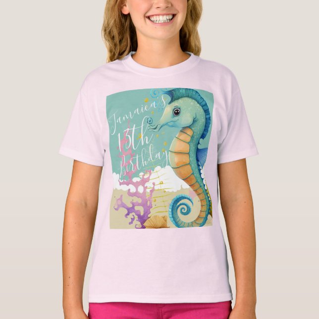 Seepferd Ocean Birthday Party T-Shirt (Vorderseite)