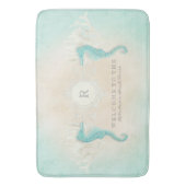 Seepferd Ocean Sand Aqua Blue Tan Badematte (Vorderseite Vertikal)