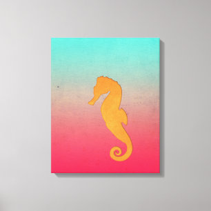 Seepferd orange Silhouette Einfache nautische Stra Leinwanddruck