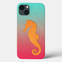 Seepferd Orange Silhouette Einfache Wassersport iPhone 13 Hülle