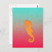 Seepferd Orange Silhouette Einfaches Wassersportze Postkarte (Vorne/Hinten)