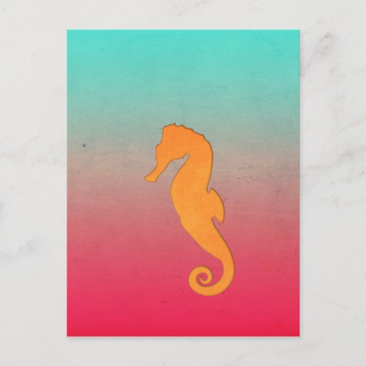 Seepferd Orange Silhouette Einfaches Wassersportze Postkarte (Vorderseite)