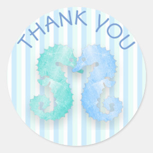 Seepferd-Paar-blaues Grün-Seepferd-Kuss-Aufkleber Runder Aufkleber