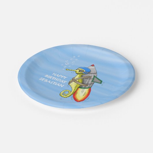 Seepferd Pappteller (Schrägansicht)