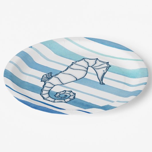 Seepferd Pappteller (Schrägansicht)