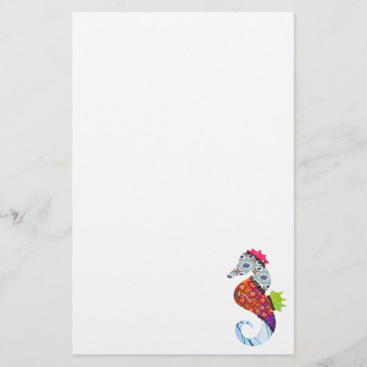 Seepferd-Patchwork-Haustier stationär Briefpapier (Vorderseite)