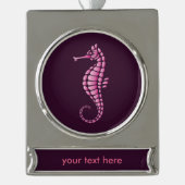 Seepferd Pink Banner-Ornament Silber (Vorderseite)
