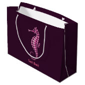 Seepferd Pink Große Geschenktüte (Rückseite Schrägansicht)