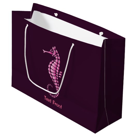 Seepferd Pink Große Geschenktüte (Vorderseite Schrägansicht)