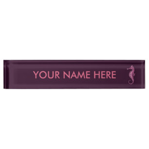 Seepferd Pink Namensplakette