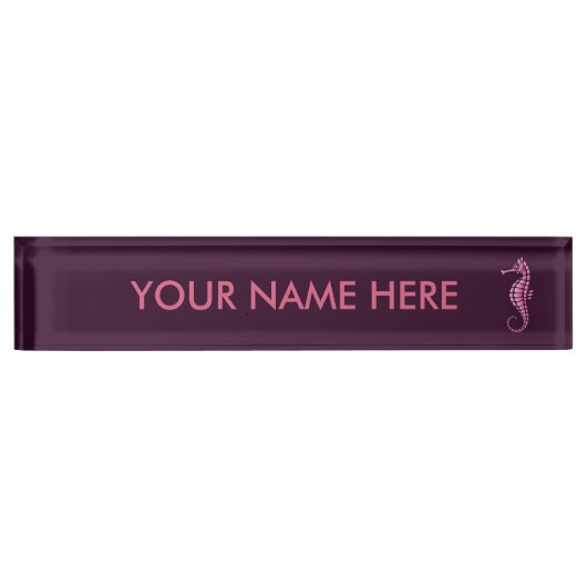 Seepferd Pink Namensplakette (Vorderseite)