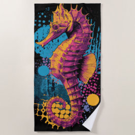Seepferd Pop Art Ozean Street Style Farbdesign Strandtuch