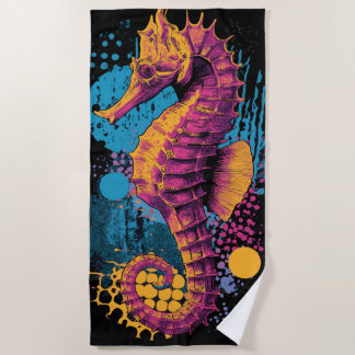 Seepferd Pop Art Ozean Street Style Farbdesign Strandtuch