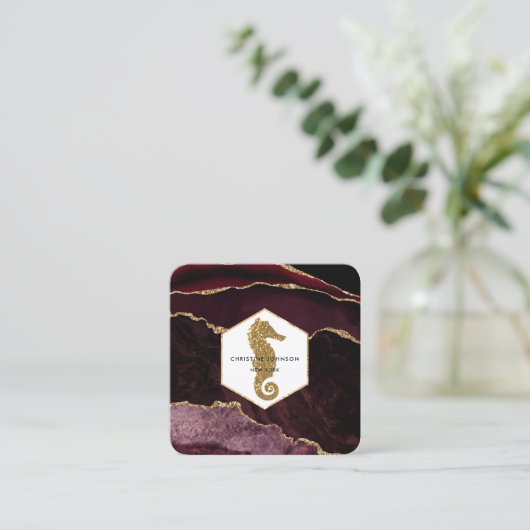 Seepferd Quadratische Visitenkarte (Stehend Vorderseite)