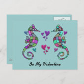 Seepferd Rainbow Valentine Postkarten (Vorne/Hinten)