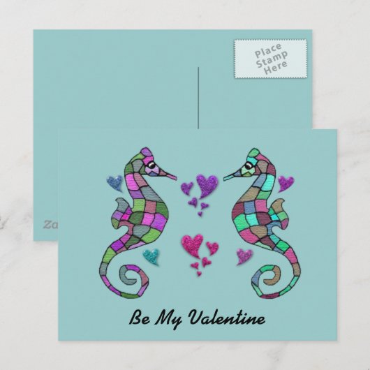 Seepferd Rainbow Valentine Postkarten (Vorne/Hinten)