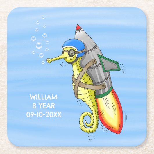 Seepferd Rechteckiger Pappuntersetzer (Vorderseite)