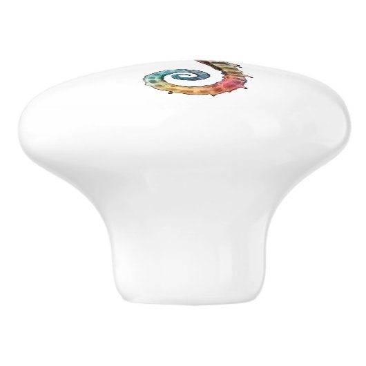 Seepferd-Regenbogen Keramikknauf (Seitenansicht)