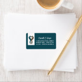 Seepferd Romance, Beach Wedding Adressaufkleber (Insitu)