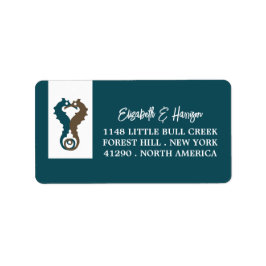 Seepferd Romance, Beach Wedding Adressaufkleber