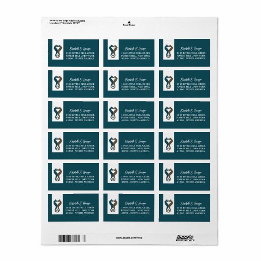 Seepferd Romance, Beach Wedding Adressaufkleber (Vorne)