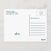 Seepferd Romance, Beach Wedding Danke Postkarte (Rückseite)