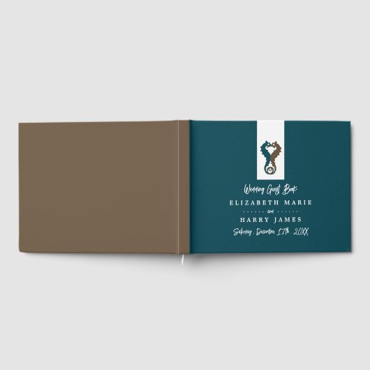 Seepferd Romance, Beach Wedding Gästebuch (Voll)