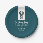 Seepferd Romance, Beach Wedding Pappteller (Vorderseite)