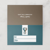 Seepferd Romance, Beach Wedding Platzkarte (Außenseite Aufgefaltet)