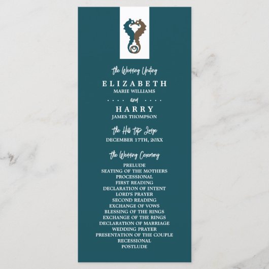 Seepferd Romance, Beach Wedding Programm (Vorderseite)