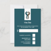 Seepferd Romance, Beach Wedding RSVP Karte (Vorderseite)