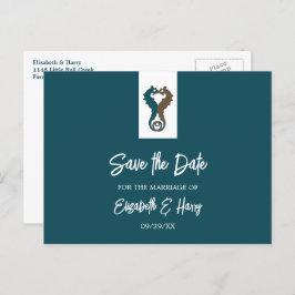 Seepferd Romance, Beach Wedding Save the Date Postkarte