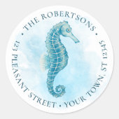 Seepferd-Rücksendeadresse Runder Aufkleber (Vorderseite)