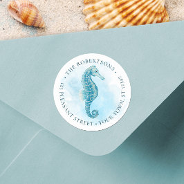 Seepferd-Rücksendeadresse Runder Aufkleber