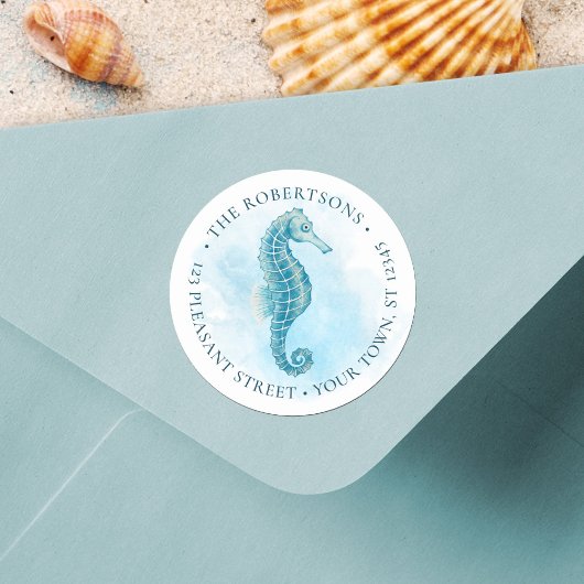 Seepferd-Rücksendeadresse Runder Aufkleber