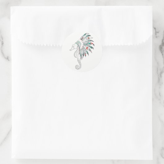 Seepferd Runder Aufkleber (Tasche)