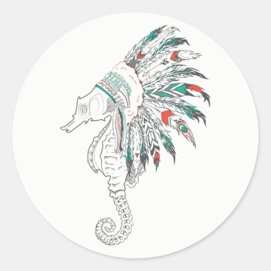 Seepferd Runder Aufkleber (Vorderseite)